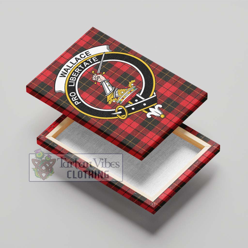 Tartan Vibes Clothing Wallace Weathered Tartan Canvas Print Wall Art with Family Crest