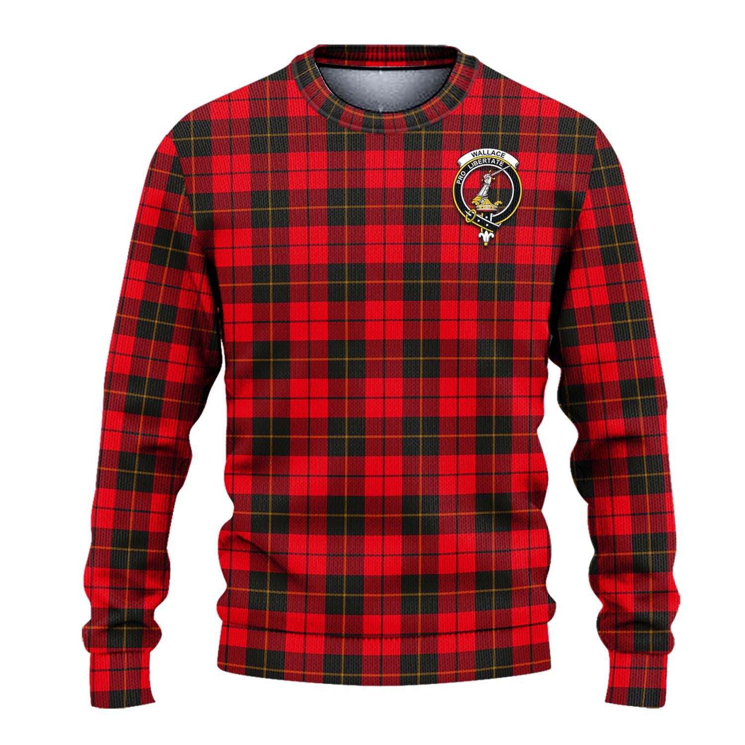 Wallace Weathered Tartan Knitted Sweater with Family Crest - Tartanvibesclothing