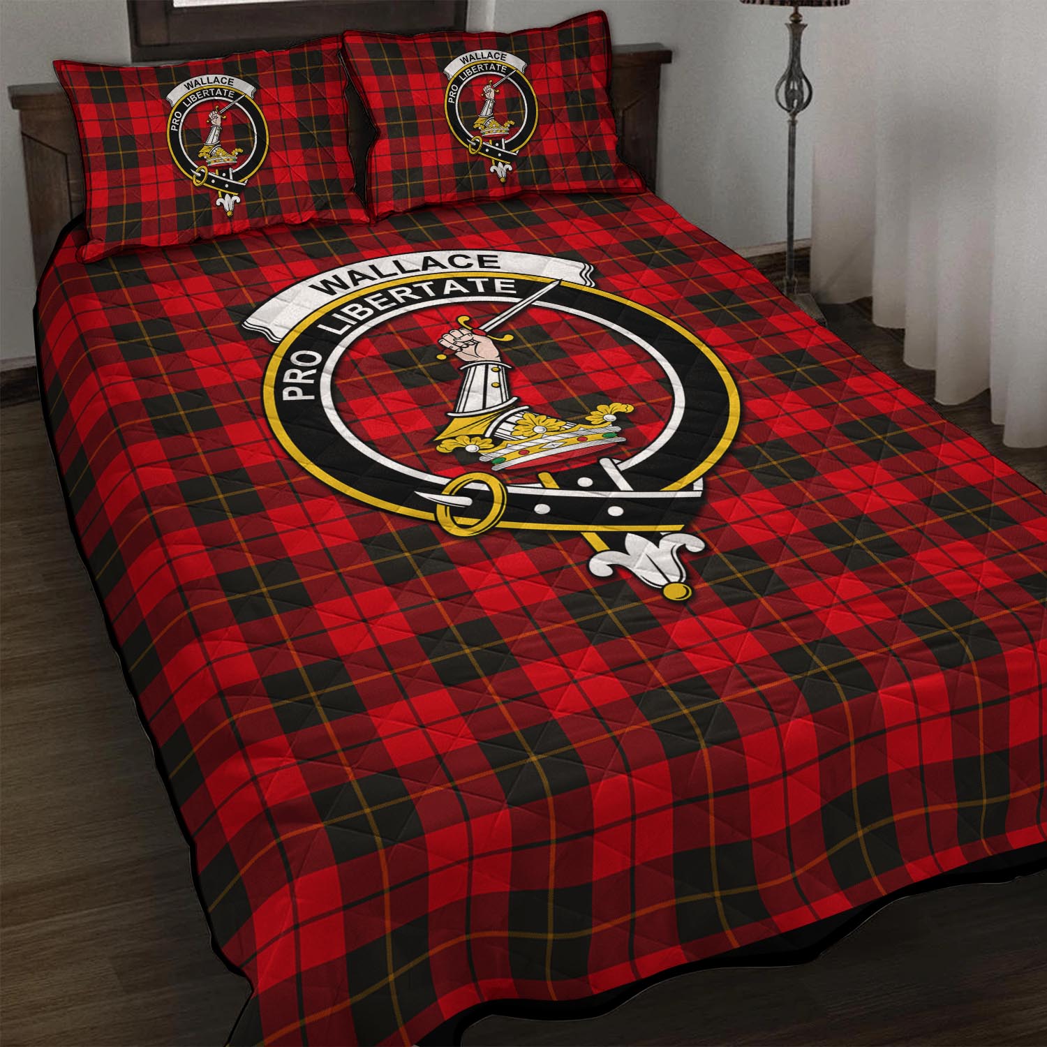 Wallace Weathered Tartan Quilt Bed Set with Family Crest