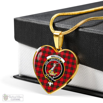 Wallace Weathered Tartan Heart Necklace with Family Crest