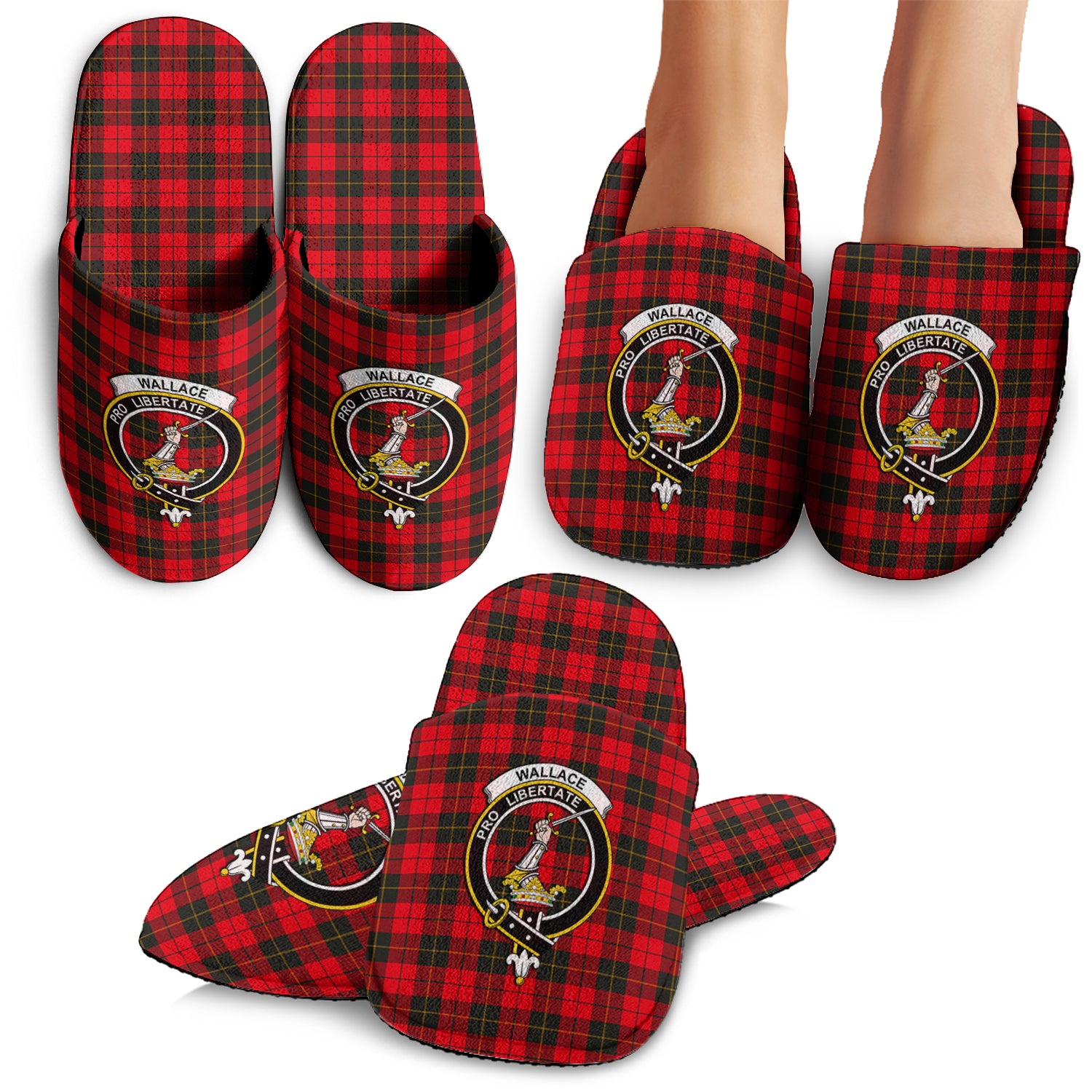 Wallace Weathered Tartan Home Slippers with Family Crest - Tartanvibesclothing Shop