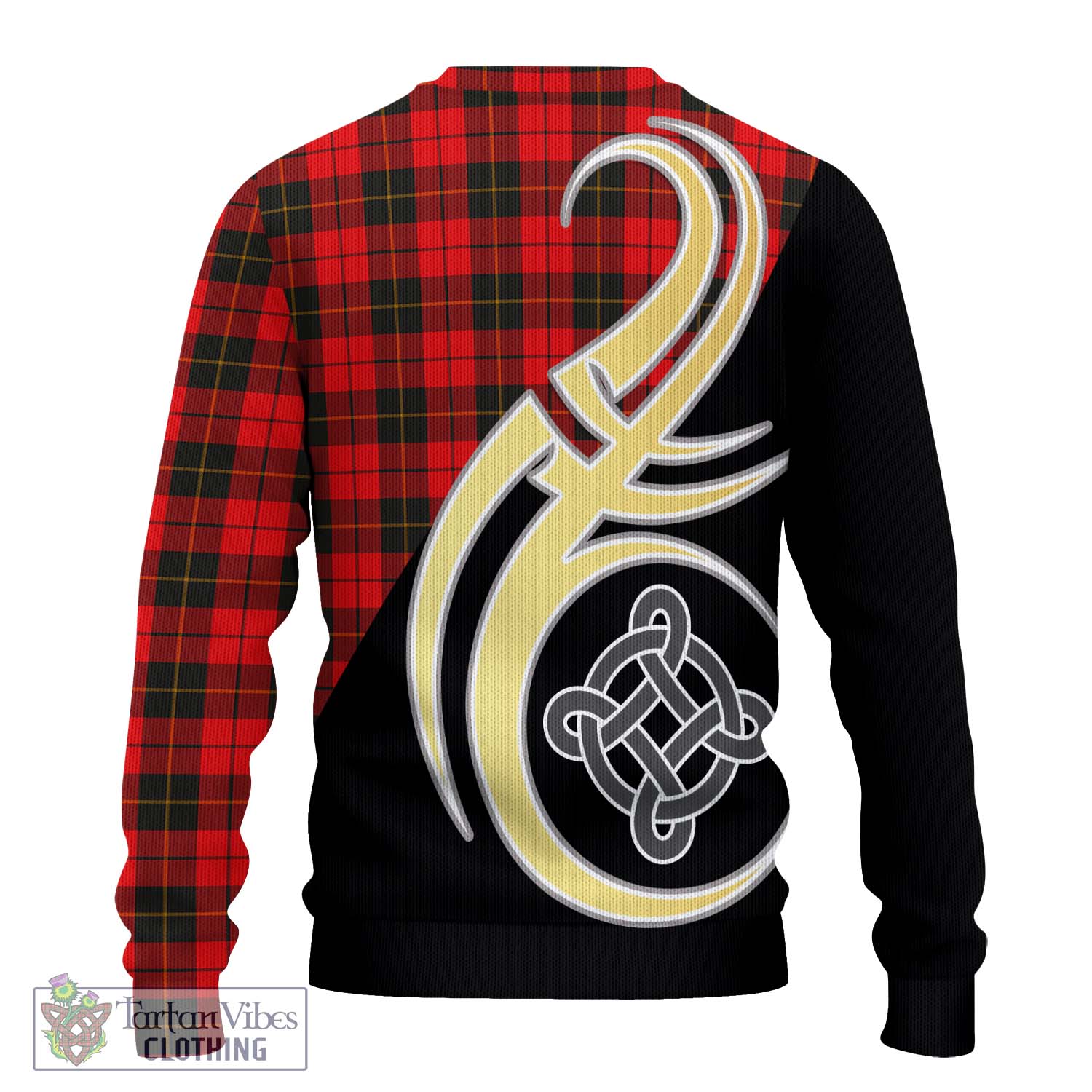 Wallace Weathered Tartan Knitted Sweater with Family Crest and Celtic Symbol Style - Tartan Vibes Clothing