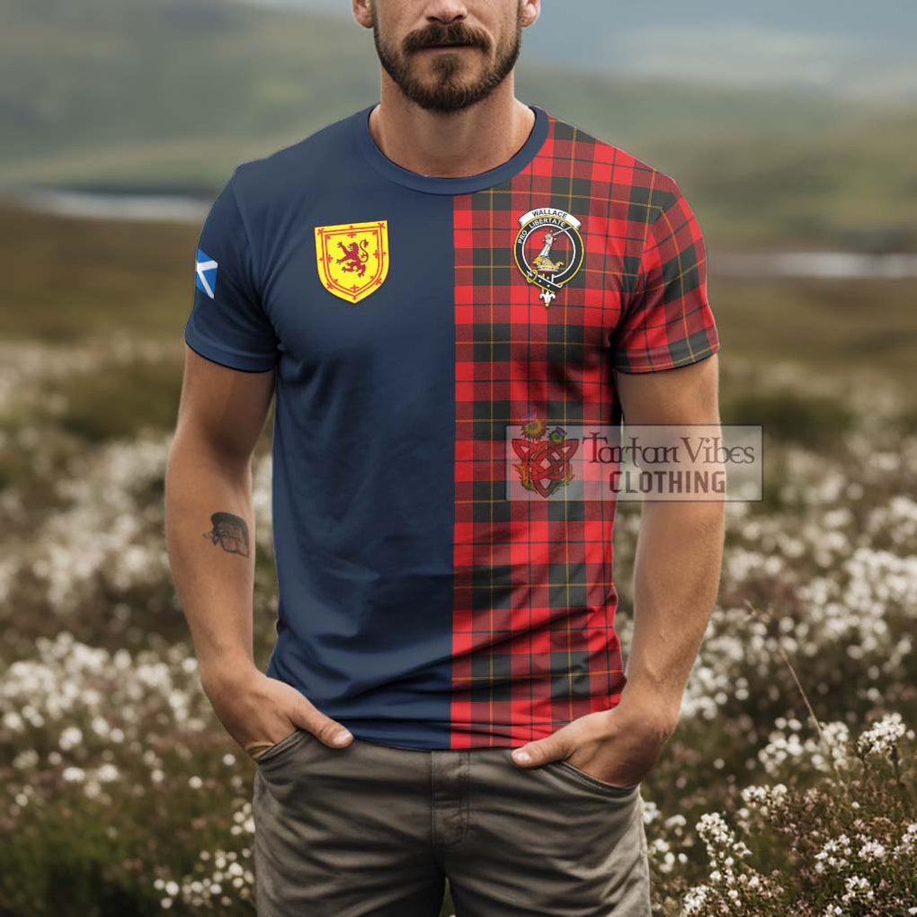 Tartan Vibes Clothing Wallace Weathered Tartan T-Shirt Alba with Scottish Lion Royal Arm Half Style