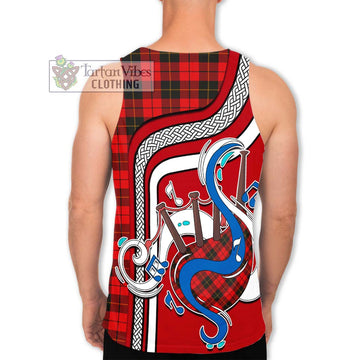 Wallace Weathered Tartan Men's Tank Top with Epic Bagpipe Style