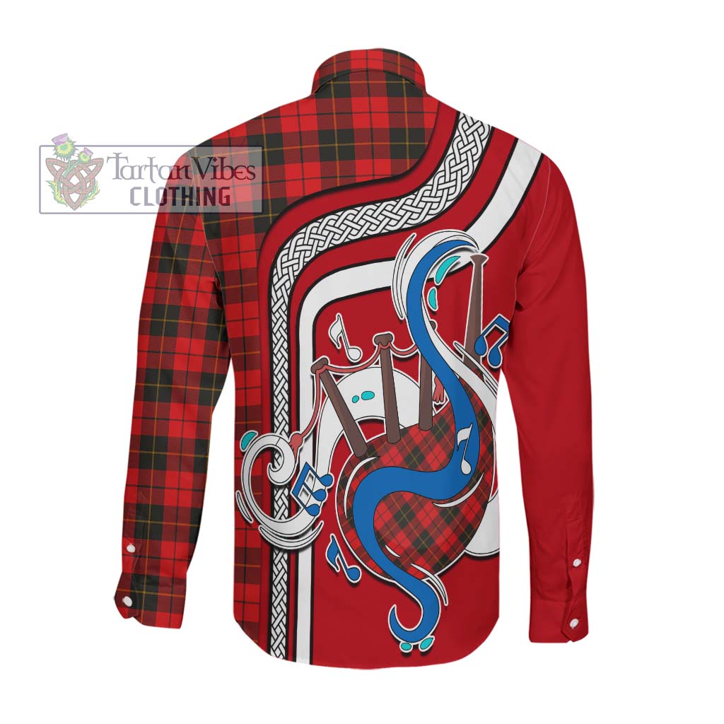 Tartan Vibes Clothing Wallace Weathered Tartan Long Sleeve Button Shirt with Epic Bagpipe Style