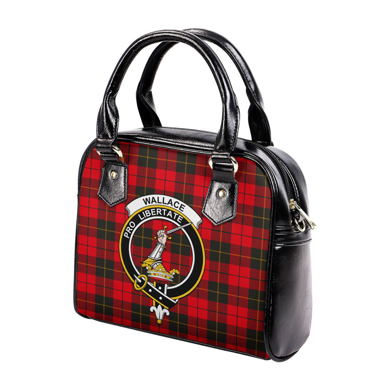 Wallace Weathered Tartan Shoulder Handbags with Family Crest - Tartanvibesclothing
