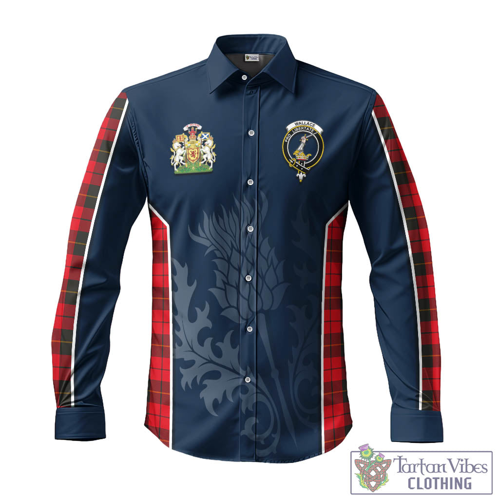 Tartan Vibes Clothing Wallace Weathered Tartan Long Sleeve Button Up Shirt with Family Crest and Scottish Thistle Vibes Sport Style