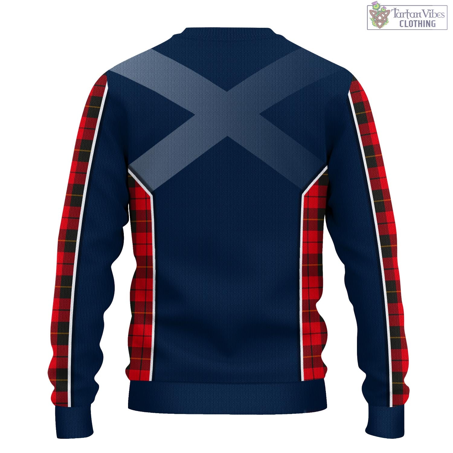 Tartan Vibes Clothing Wallace Weathered Tartan Knitted Sweatshirt with Family Crest and Scottish Thistle Vibes Sport Style