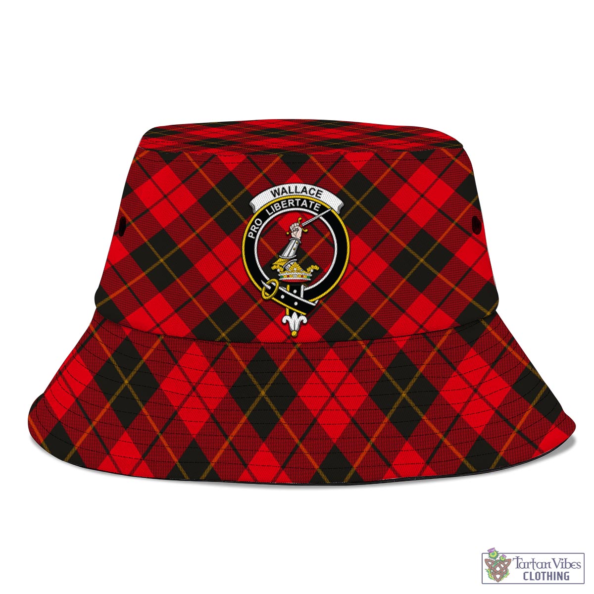 Tartan Vibes Clothing Wallace Weathered Tartan Bucket Hat with Family Crest