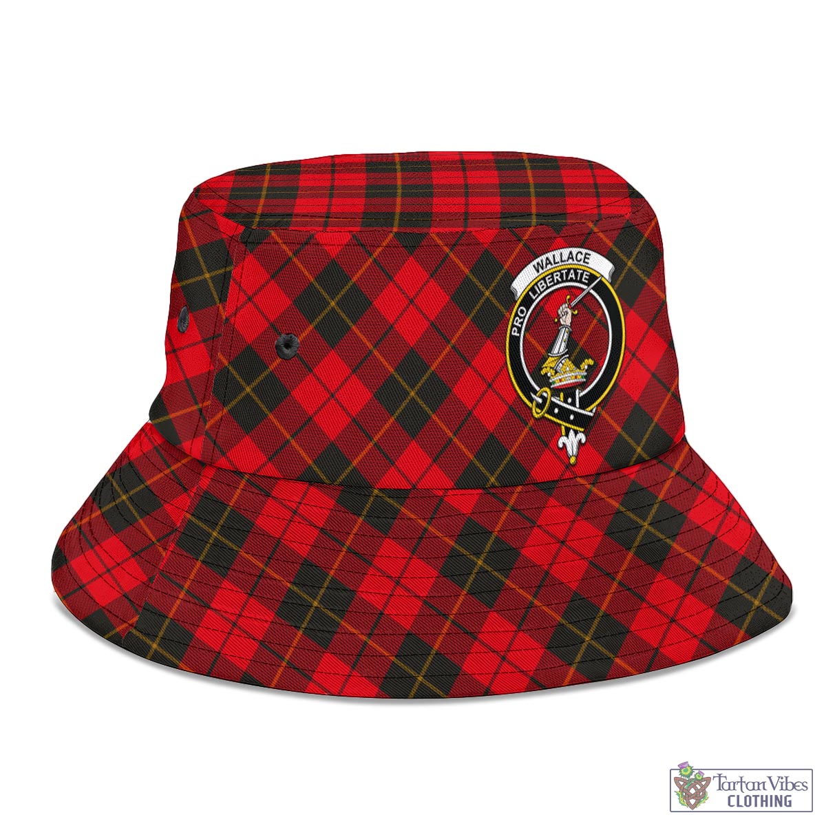 Tartan Vibes Clothing Wallace Weathered Tartan Bucket Hat with Family Crest