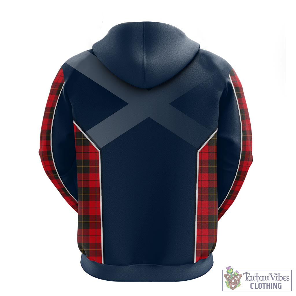 Tartan Vibes Clothing Wallace Weathered Tartan Hoodie with Family Crest and Lion Rampant Vibes Sport Style