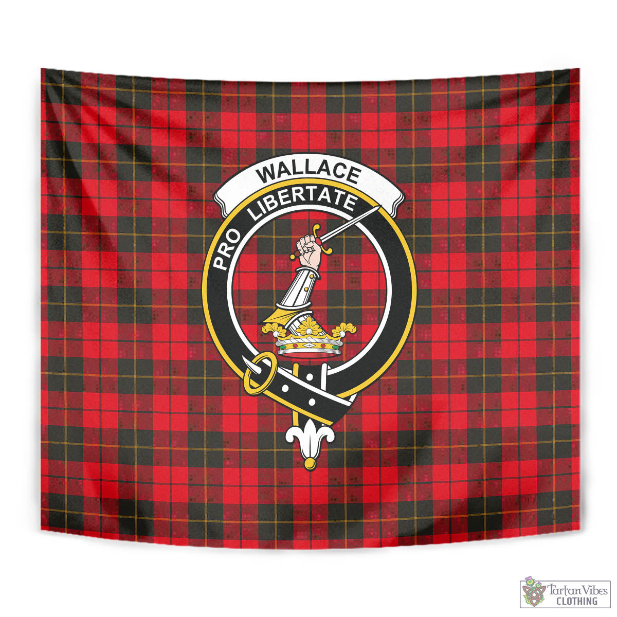 Tartan Vibes Clothing Wallace Weathered Tartan Tapestry Wall Hanging and Home Decor for Room with Family Crest