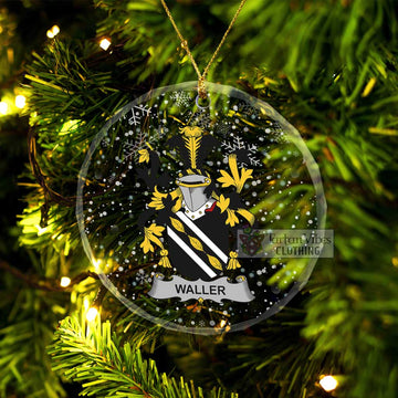 Waller Irish Clan Christmas Glass Ornament with Coat of Arms