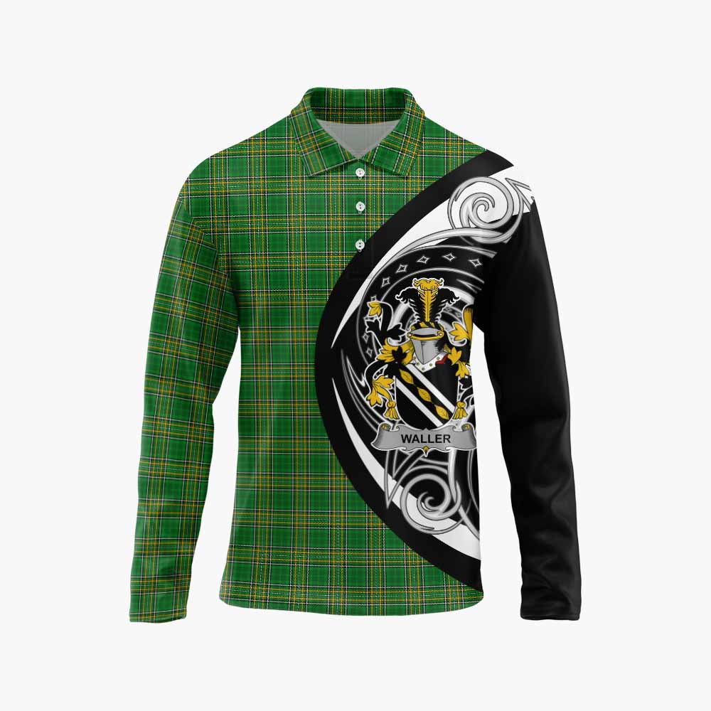 Waller Irish Clan Long Sleeve Polo Shirt Celtic Circle Style Unisex - Tartan Vibes Clothing