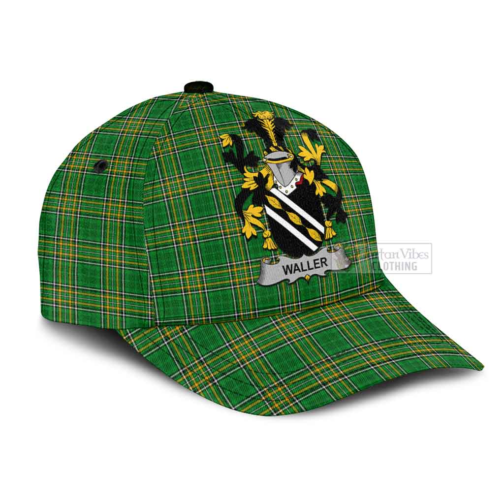 Tartan Vibes Clothing Waller Irish Clan Tartan Classic Cap with Coat of Arms