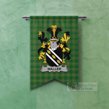 Waller Irish Clan Tartan Gonfalon, Tartan Banner with Coat of Arms Fishtail - Tartan Vibes Clothing