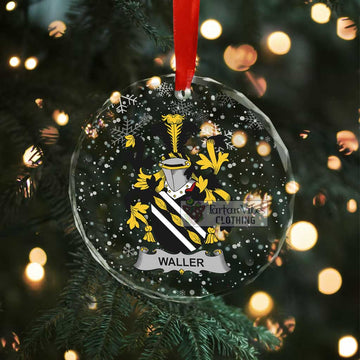 Waller Irish Clan Christmas Glass Ornament with Coat of Arms