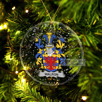 Walron Irish Clan Christmas Glass Ornament with Coat of Arms