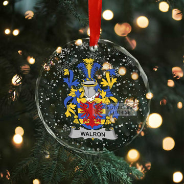 Walron Irish Clan Christmas Glass Ornament with Coat of Arms