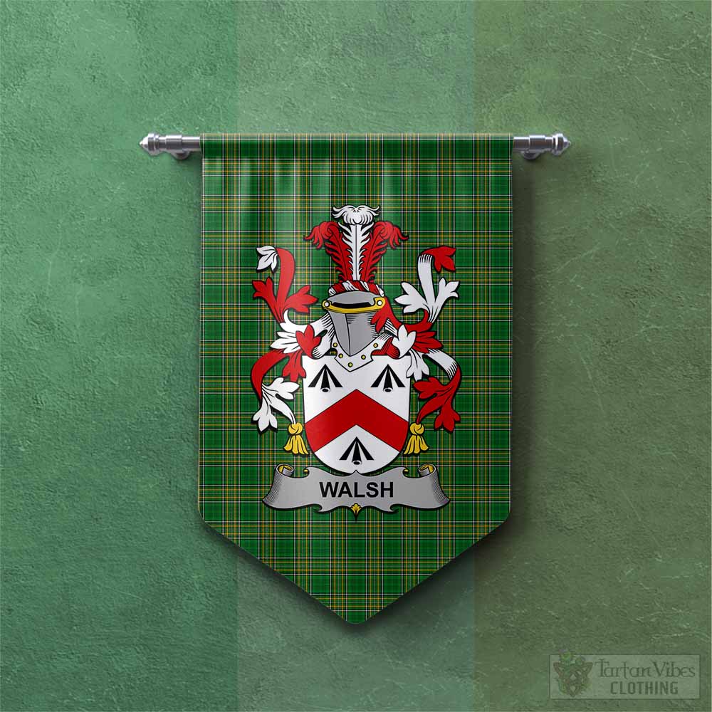 Walsh Irish Clan Tartan Gonfalon, Tartan Banner with Coat of Arms Chevron - Tartan Vibes Clothing