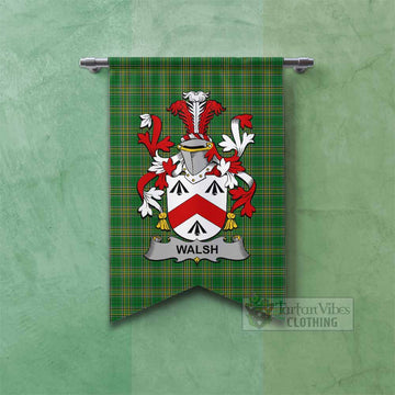 Walsh Irish Clan Tartan Gonfalon, Tartan Banner with Coat of Arms Fishtail - Tartan Vibes Clothing
