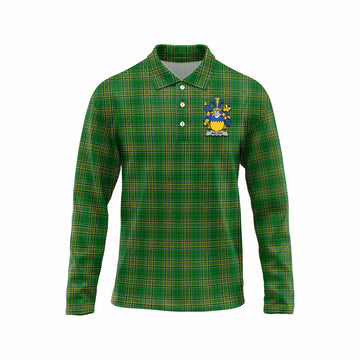 Walter Irish Clan Tartan Long Sleeve Polo Shirt with Coat of Arms