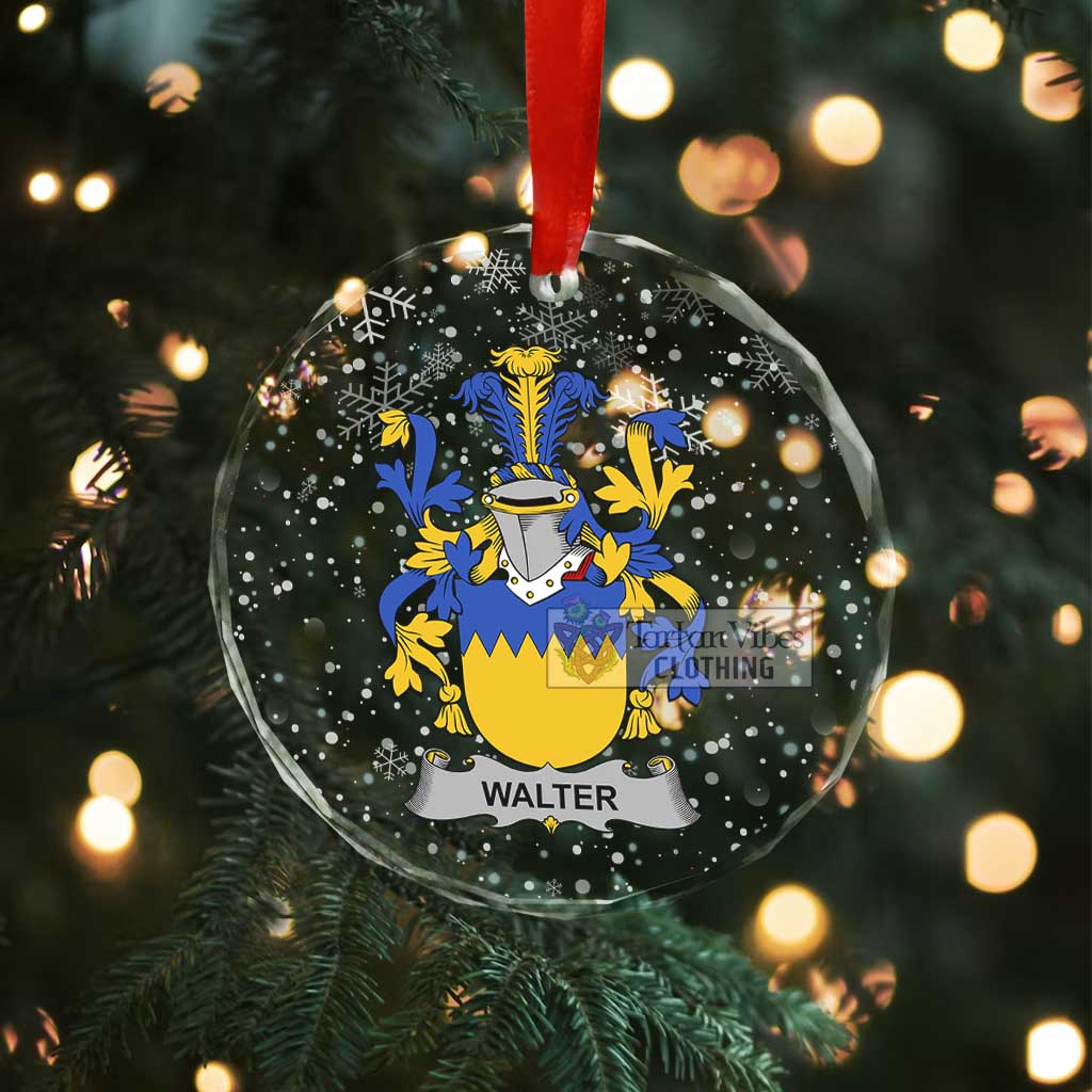 Tartan Vibes Clothing Walter Irish Clan Christmas Glass Ornament with Coat of Arms