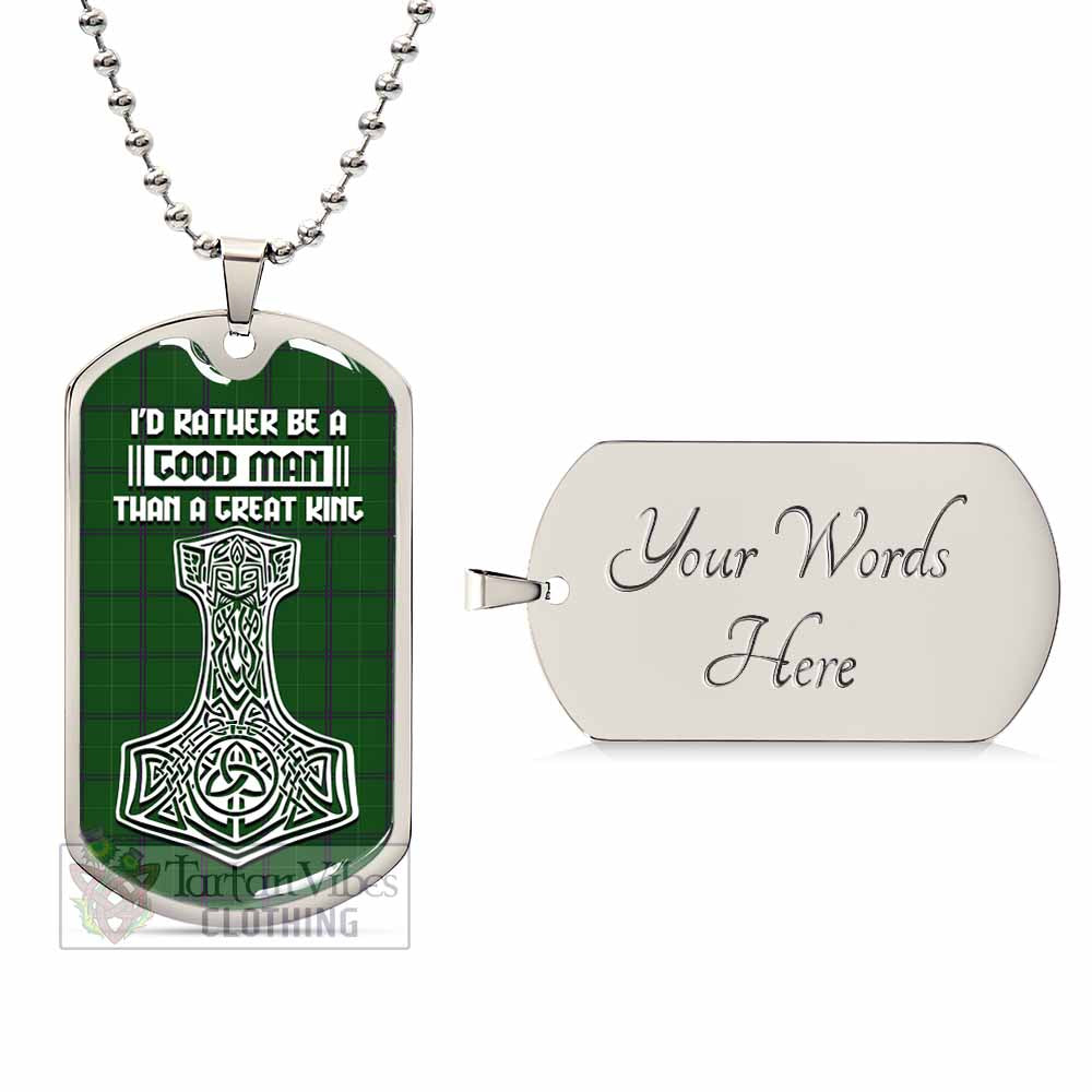Walters Tartan Dog Tag Necklace Viking Mjolnir Style Silver Yes - Tartan Vibes Clothing