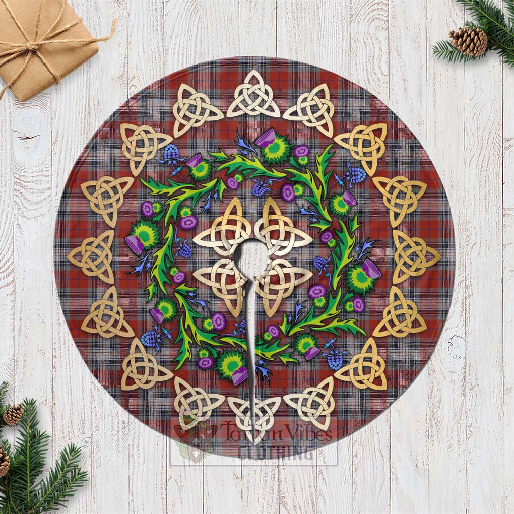 Tartan Vibes Clothing Warden Tartan Christmas Tree Skirt with Thistle Celtic Knot Style