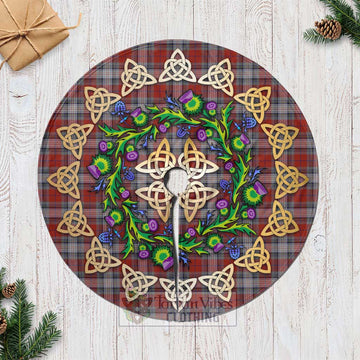 Warden Tartan Christmas Tree Skirt with Thistle Celtic Knot Style