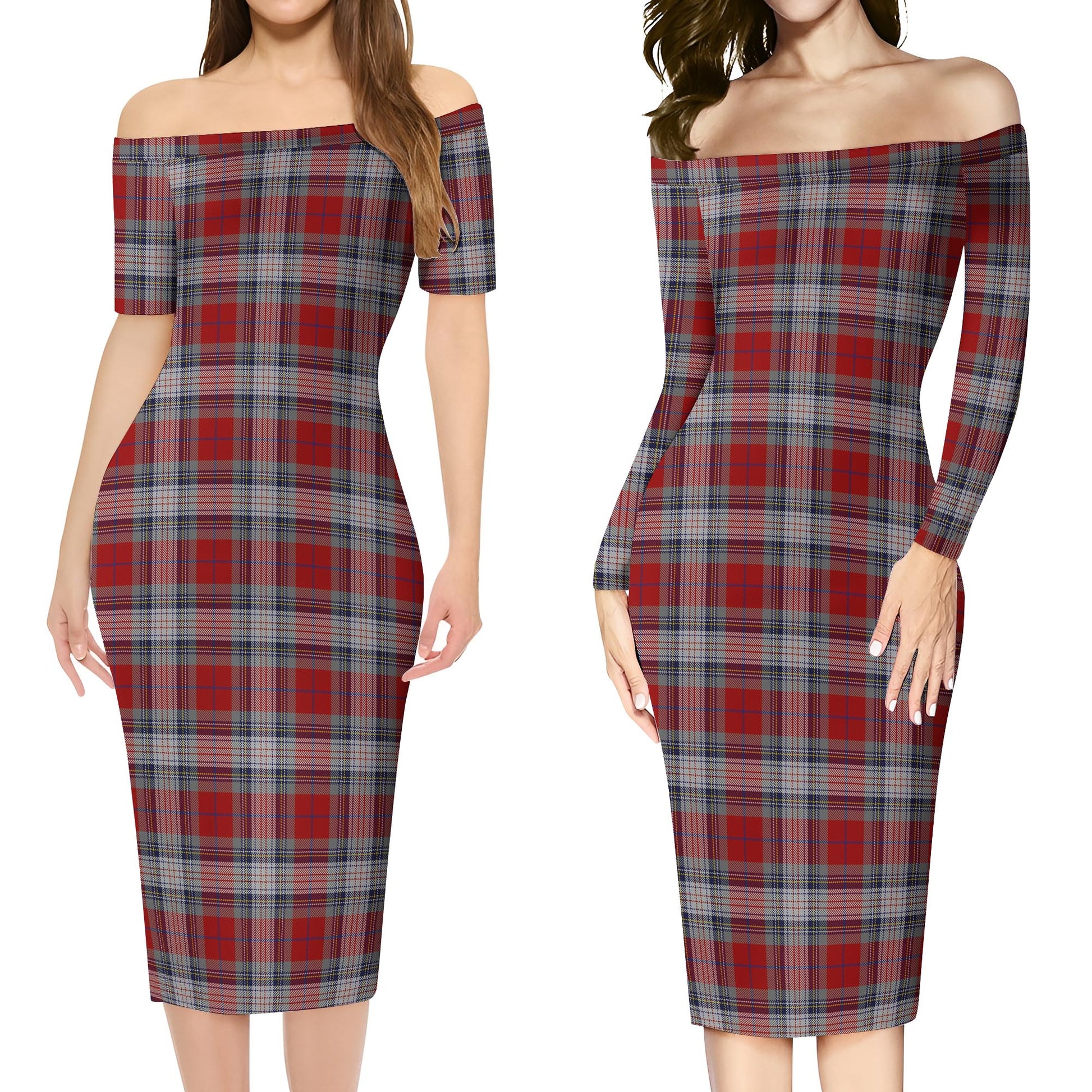 Warden Tartan Off Shoulder Lady Dress Women's Dress - Tartanvibesclothing