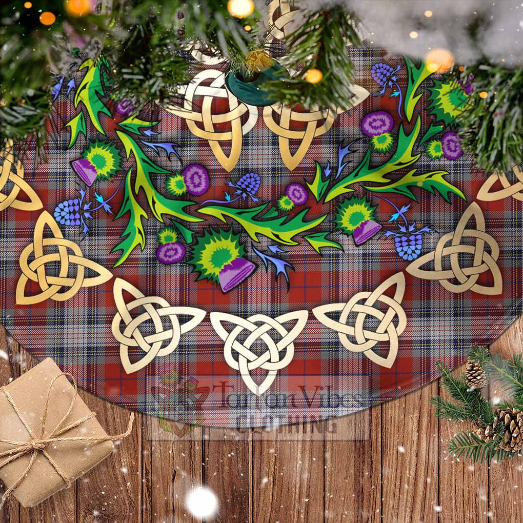 Tartan Vibes Clothing Warden Tartan Christmas Tree Skirt with Thistle Celtic Knot Style