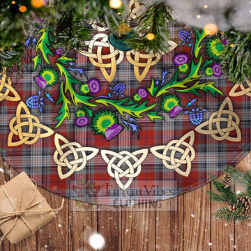 Warden Tartan Christmas Tree Skirt with Thistle Celtic Knot Style