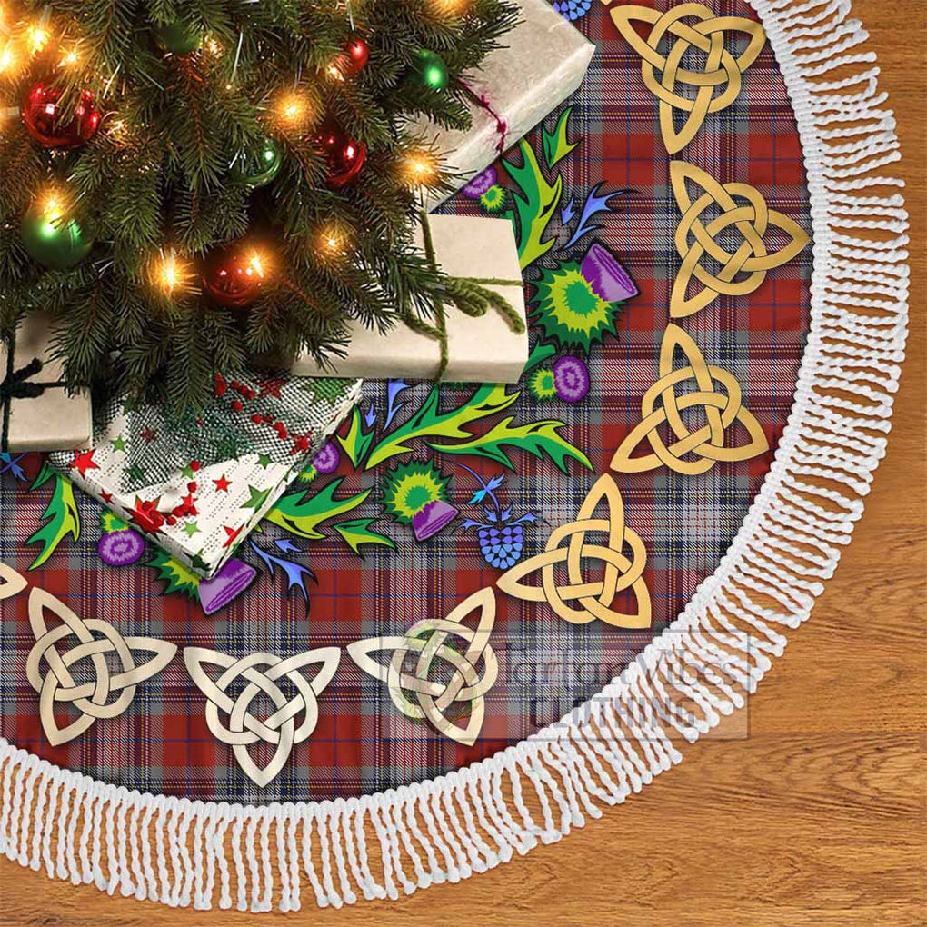 Tartan Vibes Clothing Warden Tartan Christmas Tree Skirt with Thistle Celtic Knot Style