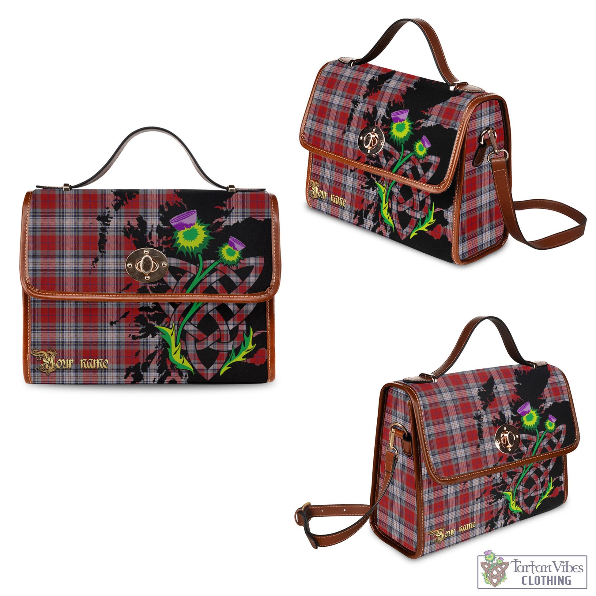 Tartan Vibes Clothing Warden Tartan Waterproof Canvas Bag with Scotland Map and Thistle Celtic Accents