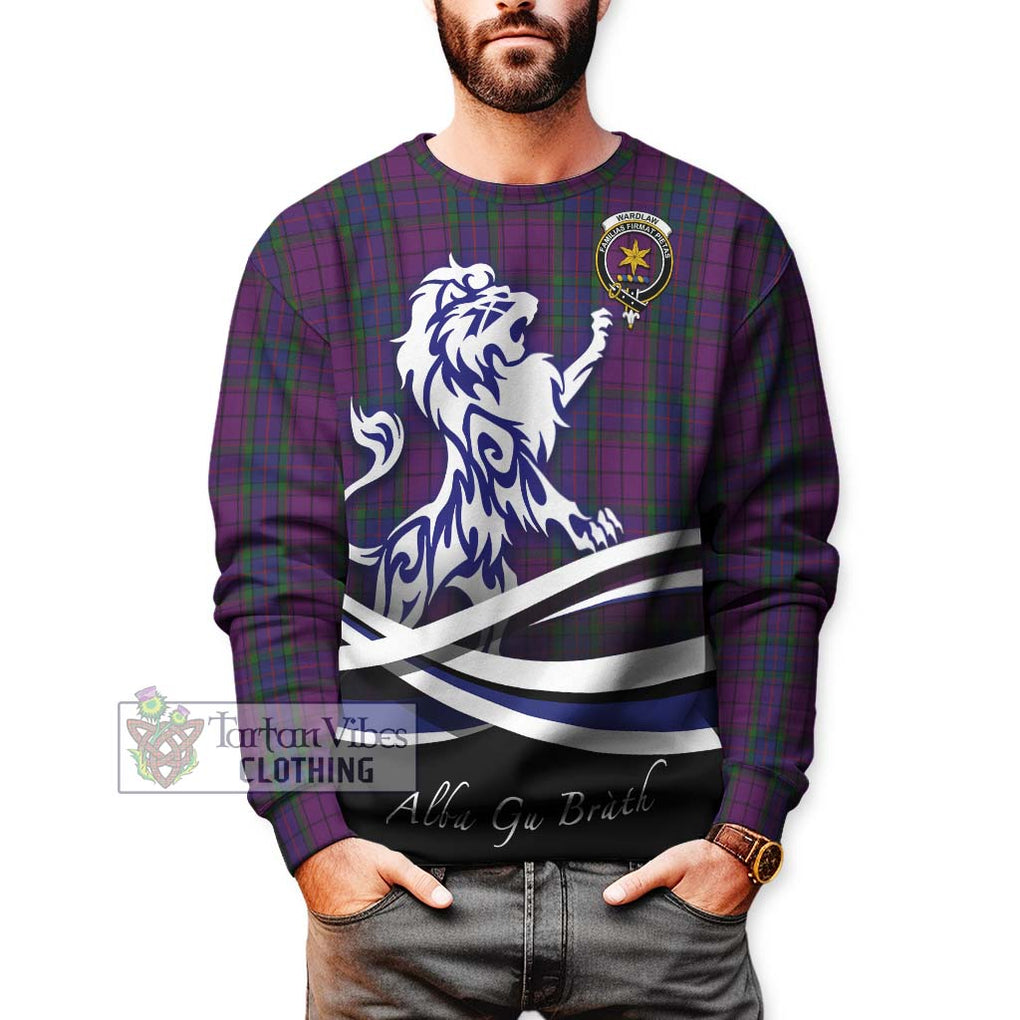 Wardlaw Tartan Sweatshirt with Alba Gu Brath Regal Lion Emblem Unisex - Tartanvibesclothing Shop