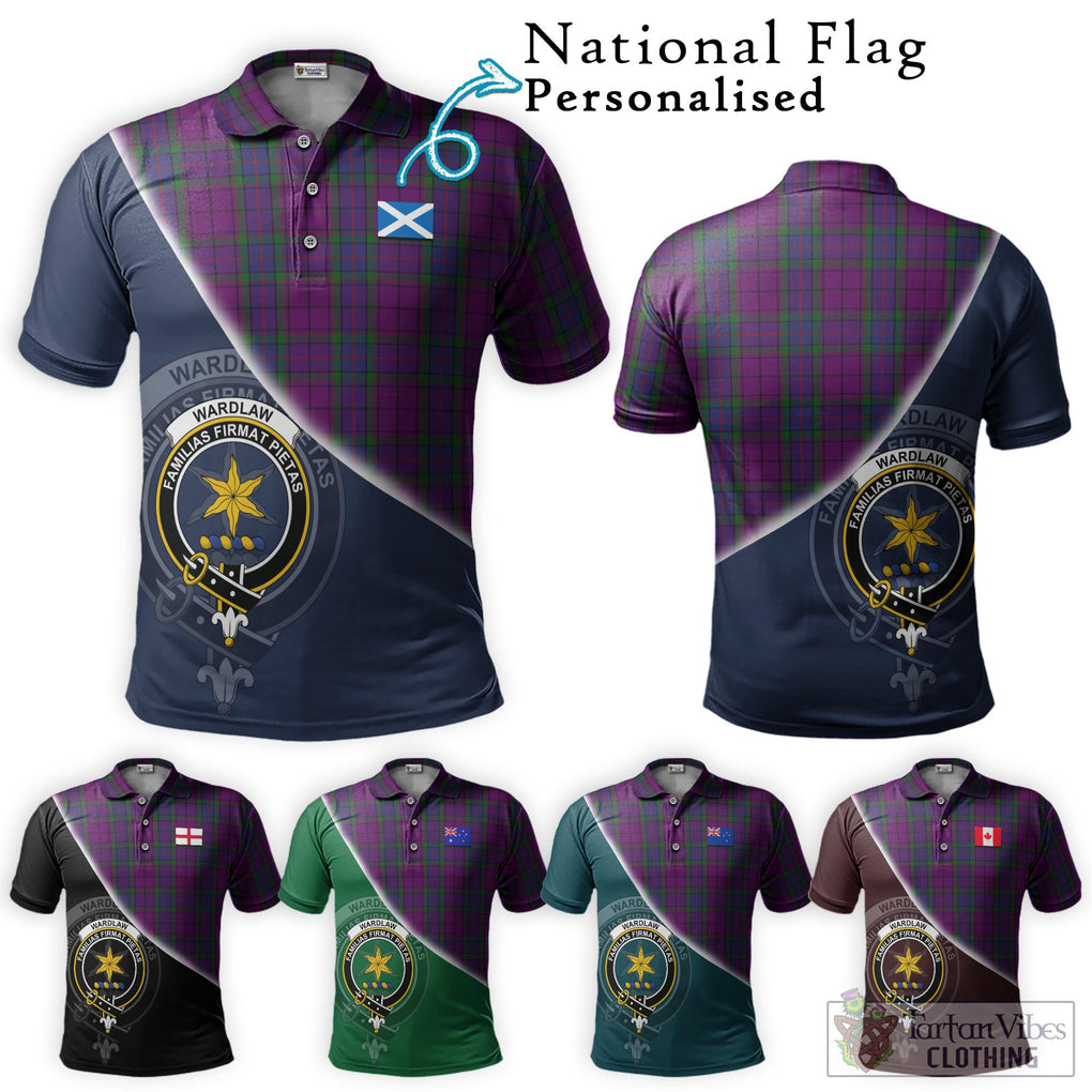 Wardlaw Tartan Polo Shirt with Personalised National Flag and Family Crest Half Style Maroon - Tartanvibesclothing Shop