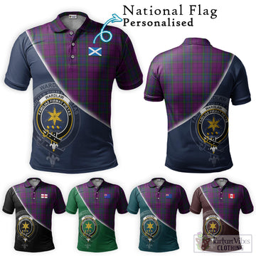 Wardlaw Tartan Polo Shirt with Personalised National Flag and Family Crest Half Style