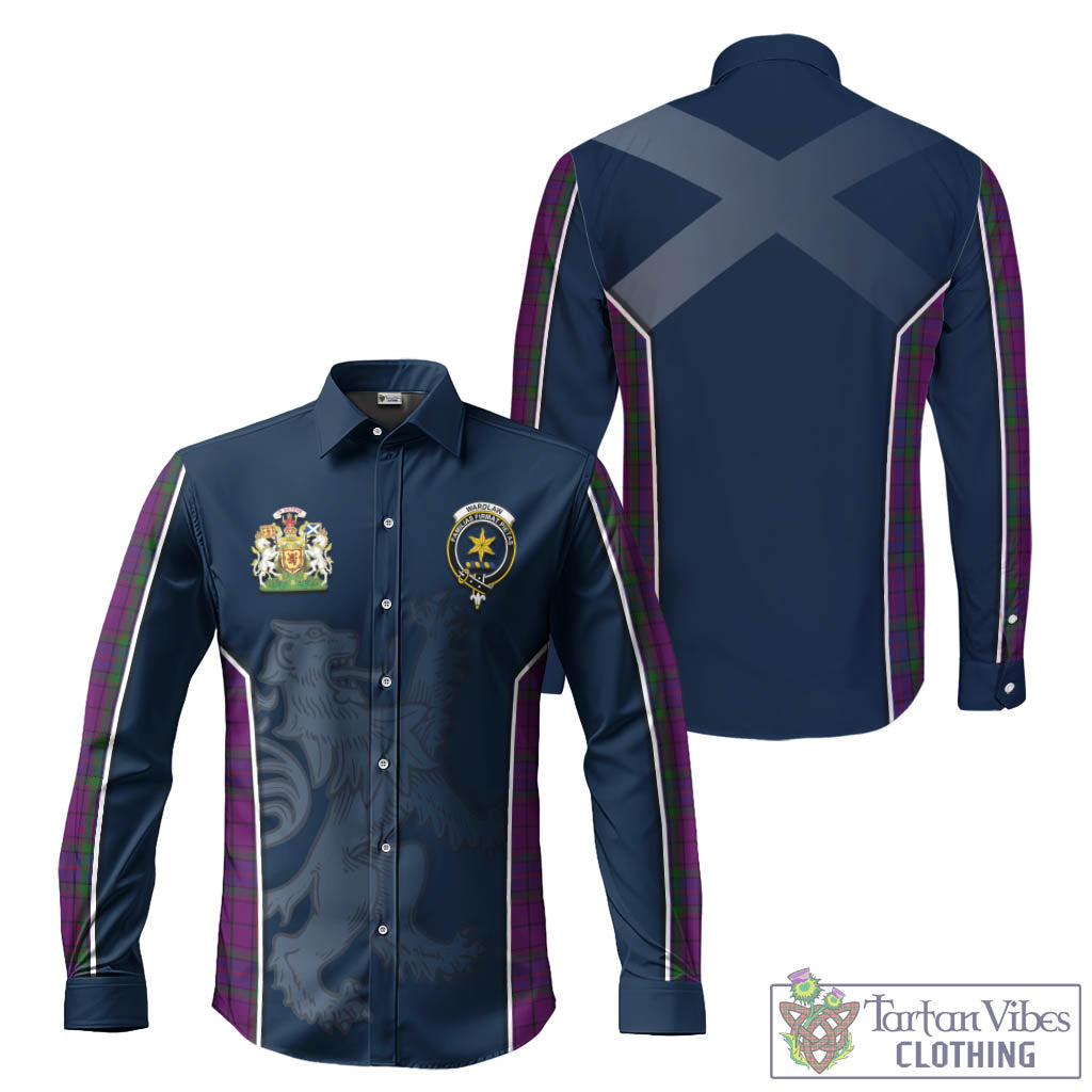 Wardlaw Tartan Long Sleeve Button Up Shirt with Family Crest and Lion Rampant Vibes Sport Style