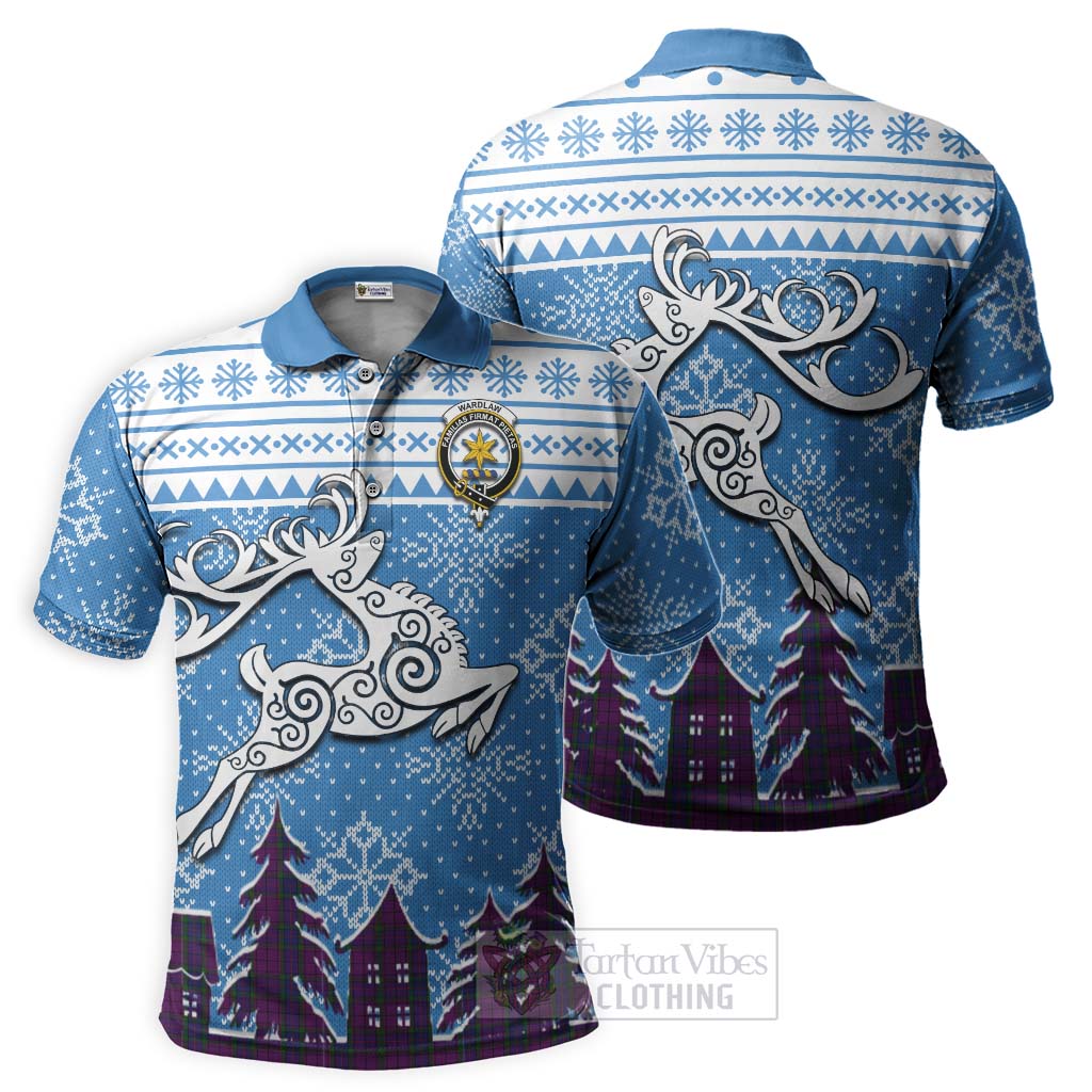 Tartan Vibes Clothing Wardlaw Clan Christmas Polo Shirt Celtic Reindeer Style