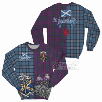 Wardlaw Tartan Sweatshirt Happy St. Andrew's Day Half Tartan Style