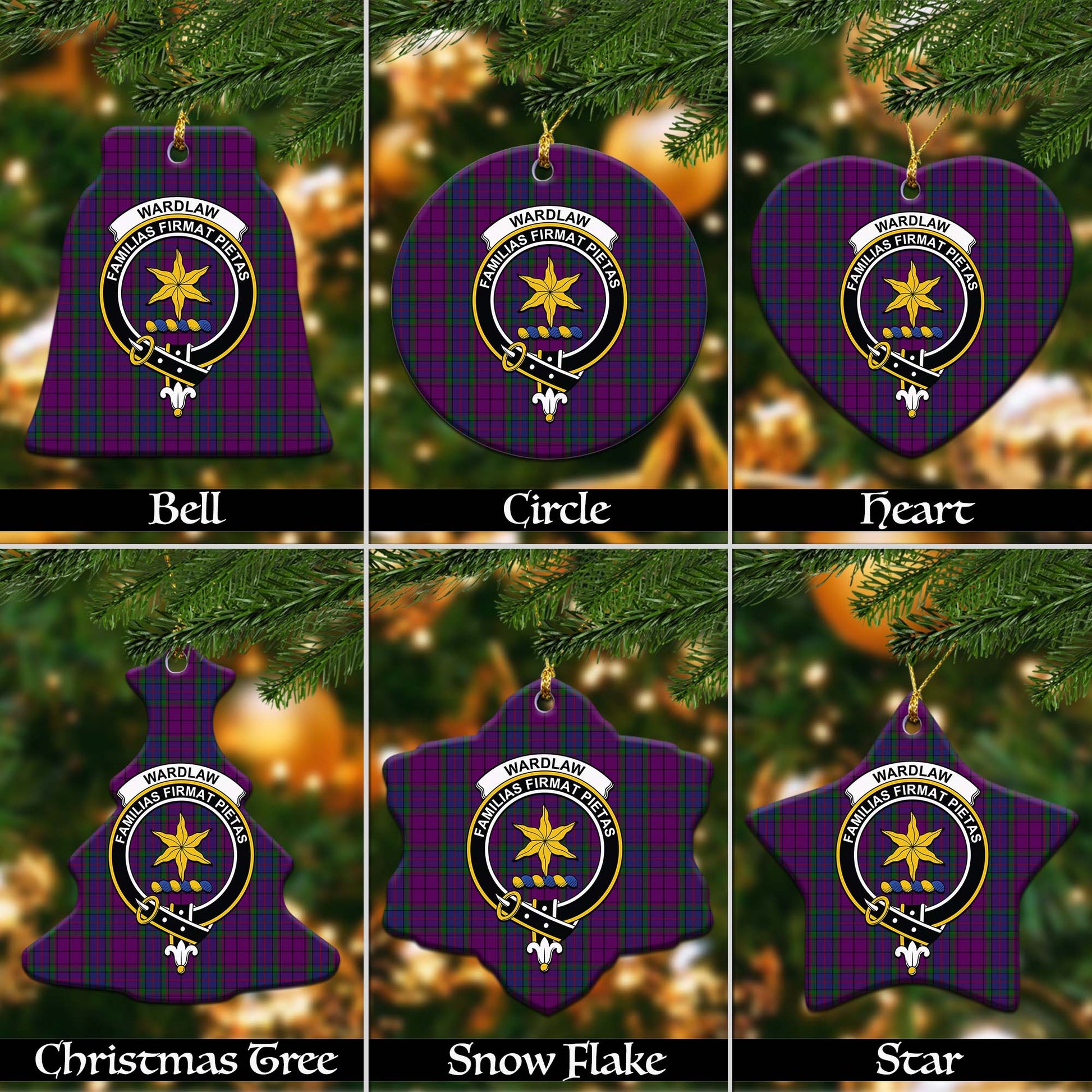 Wardlaw Tartan Christmas Ornaments with Family Crest - Tartanvibesclothing