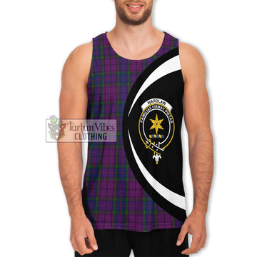 Wardlaw Tartan Men's Tank Top with Family Crest Circle Style