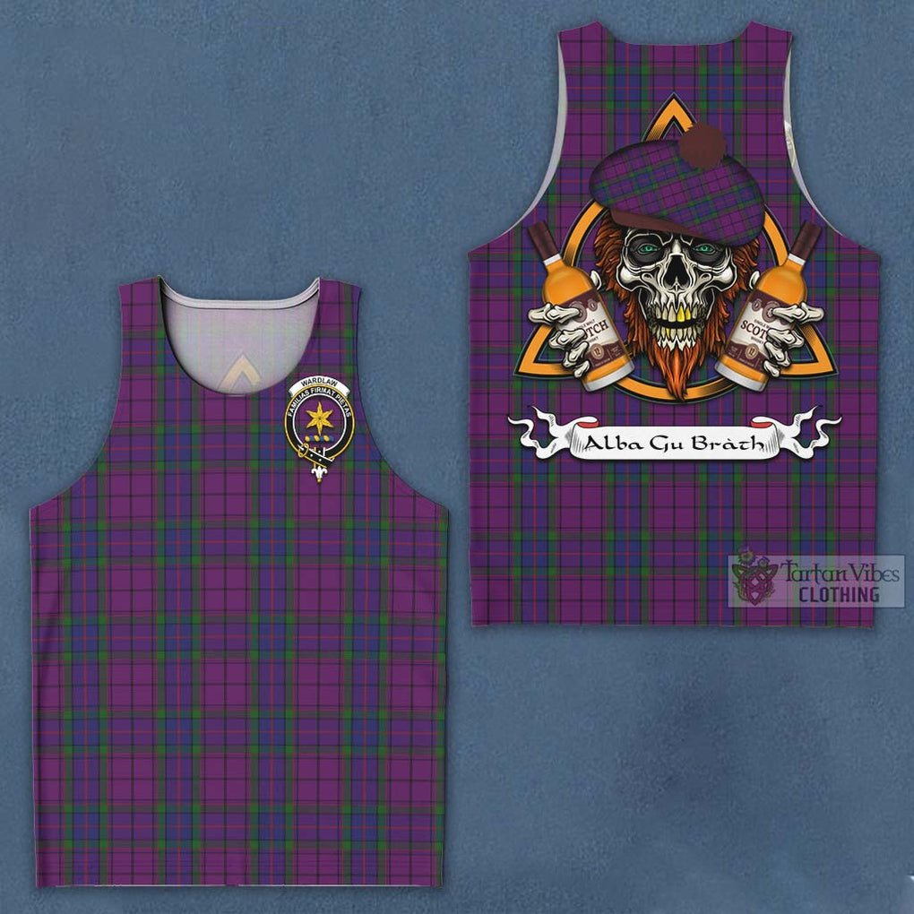 Tartan Vibes Clothing Wardlaw Tartan Men's Tank Top with Family Crest and Bearded Skull Holding Bottles of Whiskey