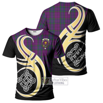 Wardlaw Tartan T-Shirt with Family Crest and Celtic Symbol Style