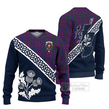 Wardlaw Tartan Ugly Sweater Featuring Thistle and Scotland Map