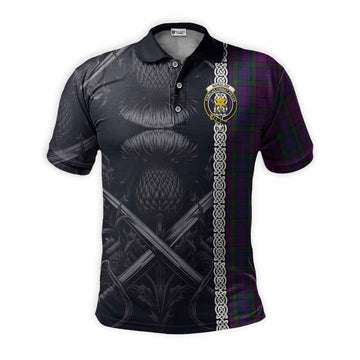 Wardlaw Tartan Polo Shirt with Family Crest Cross Sword Thistle Celtic Vibes