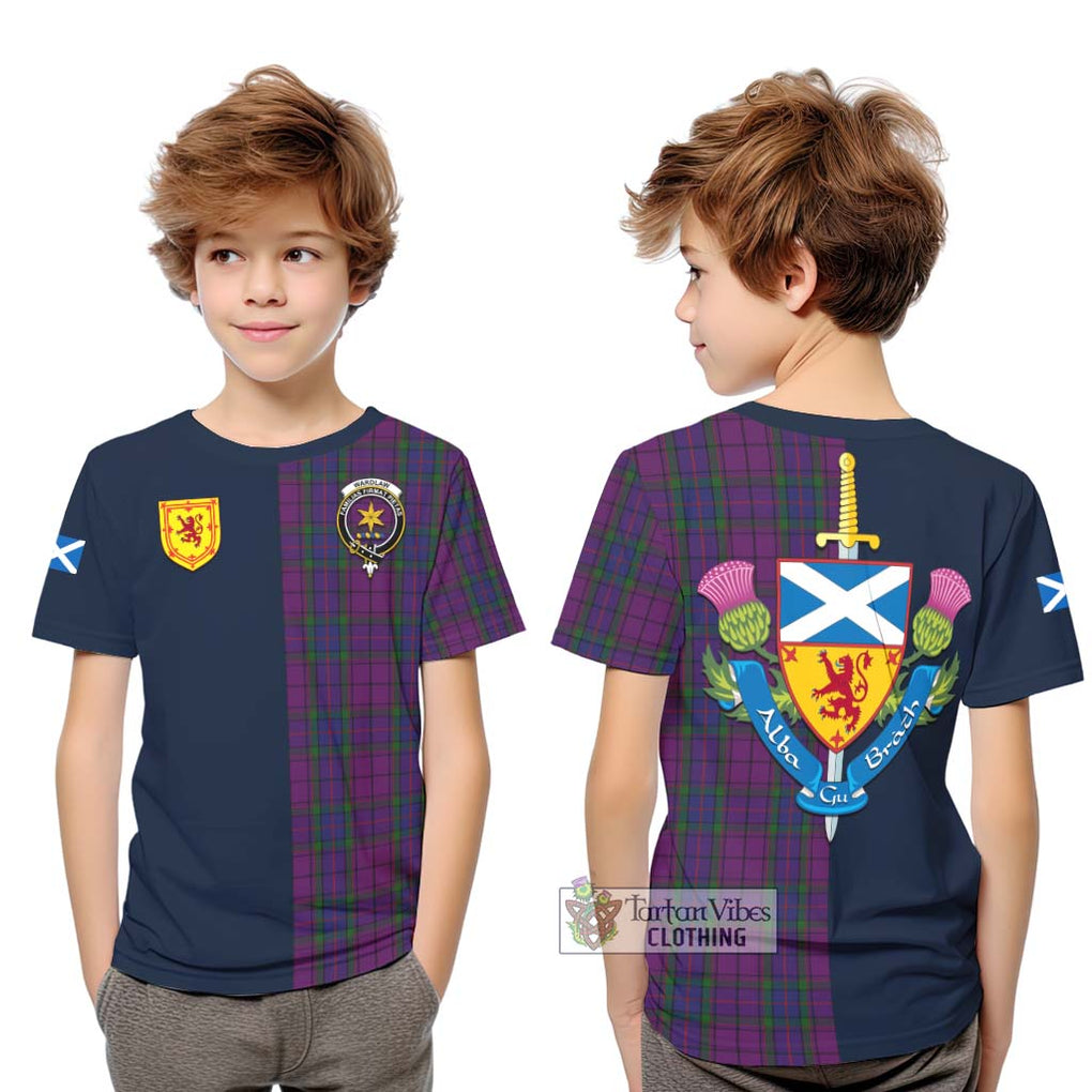 Tartan Vibes Clothing Wardlaw Tartan Kid T-Shirt with Scottish Lion Royal Arm Half Style