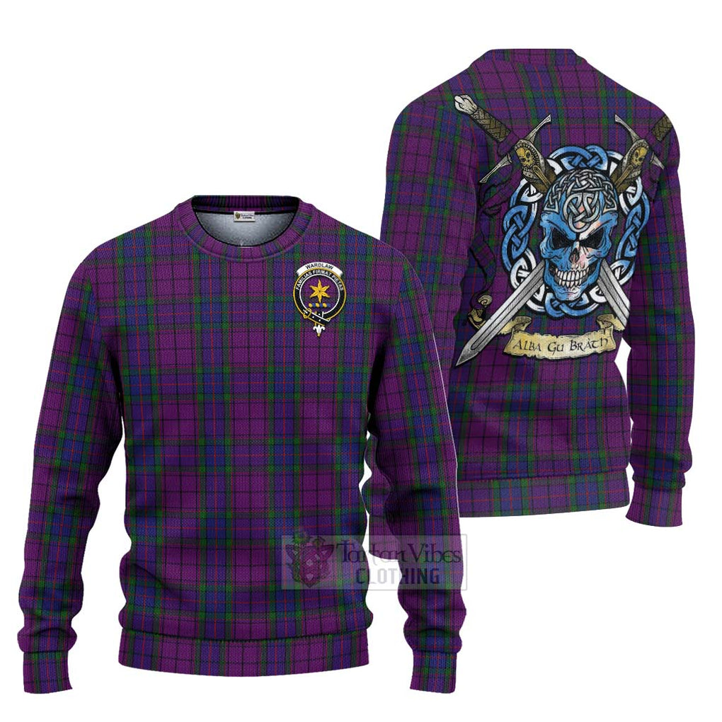 Tartan Vibes Clothing Wardlaw Tartan Knitted Sweater with Family Crest Celtic Skull Style