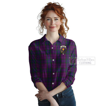 Wardlaw Tartan Women's Casual Shirt with Family Crest Celtic Skull Style